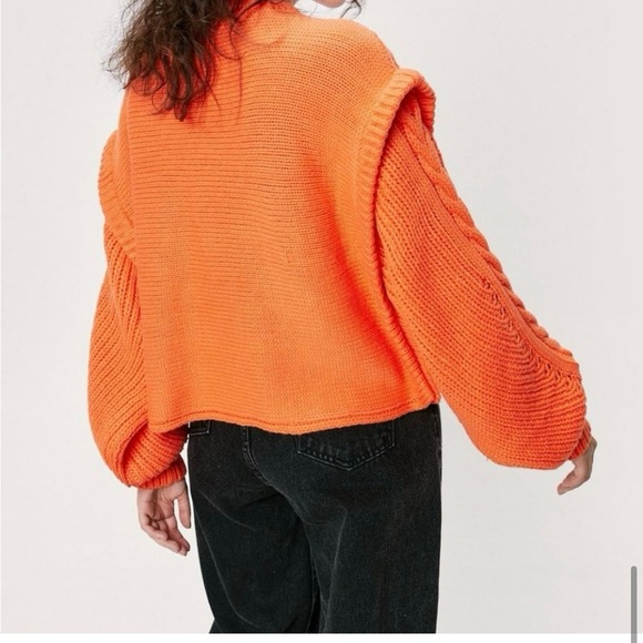 Oversized Thick Bat Wing Sleeves Cable
Knit Sweater Medium Orange - Picture 2 of 13